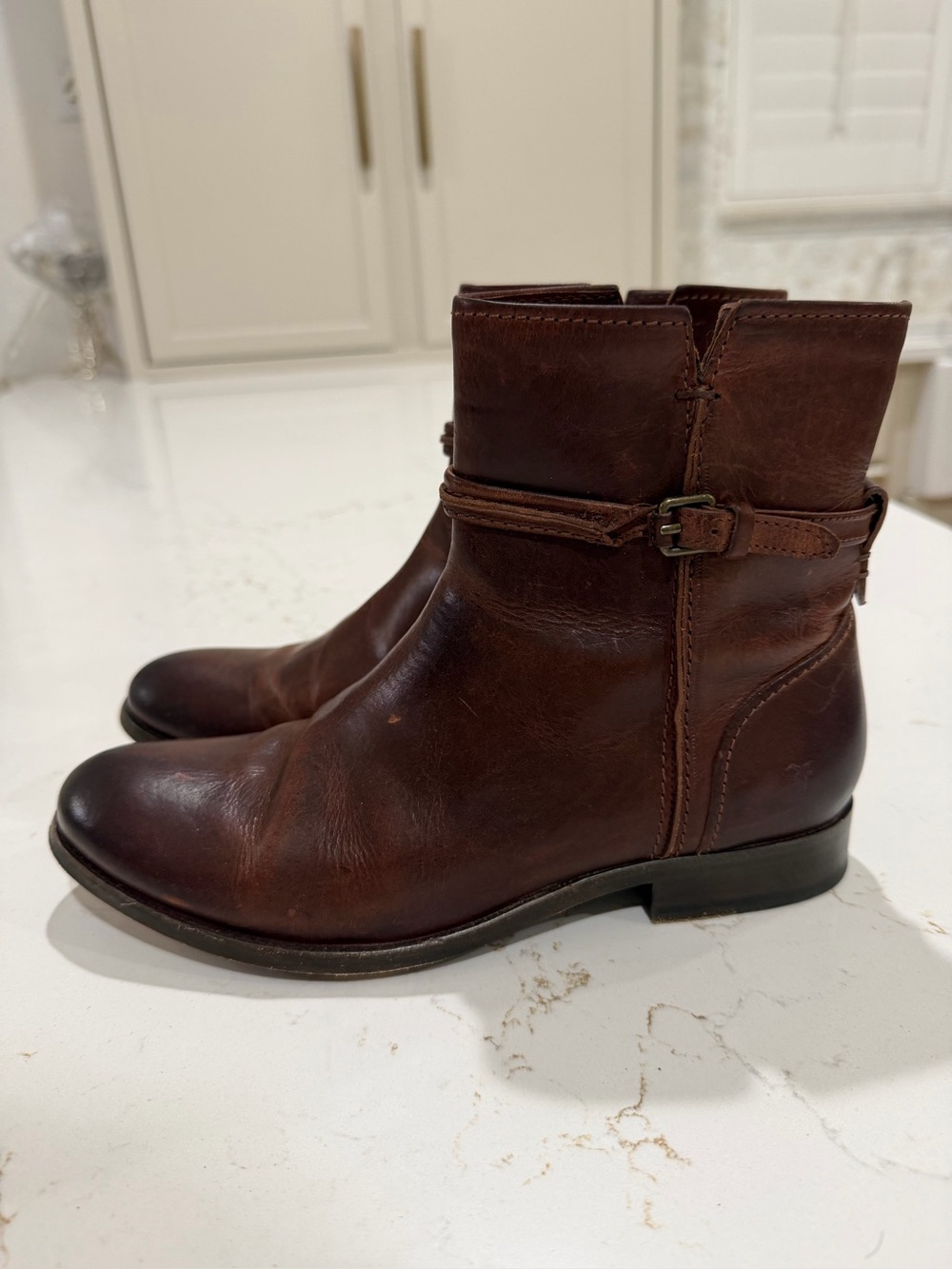 Frye Melissa Slate Leather Short Boots Size 8.5 M